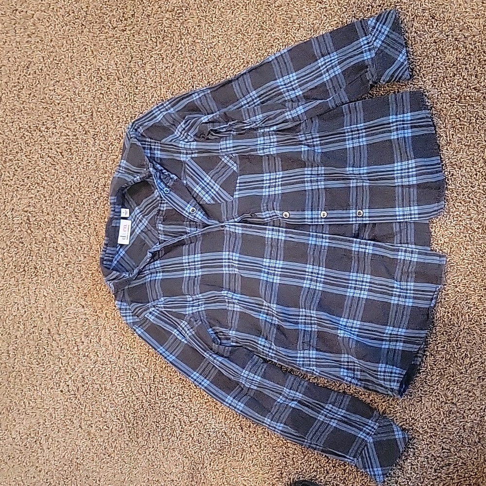 Denim and Company Navy Blue Flannel Size Small with chest Pocket and Dark button